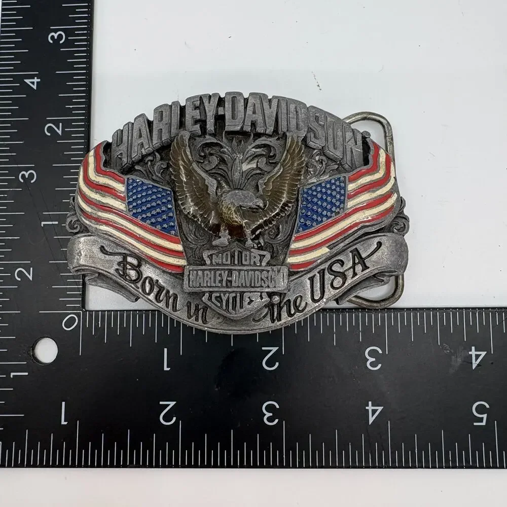 Harley-Davidson Belt Buckle Harmony Design B-88 Born In The USA Eagle Flag
